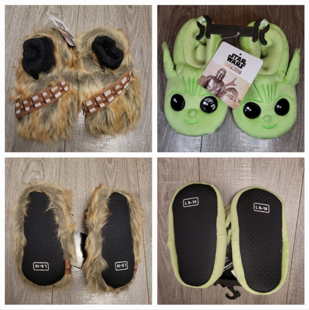 Star Wars 2 Pairs Toddler Slippers Baby Yoda Grogu Chewbacca